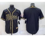 Chicago Bears Blank Black Gold With Patch Cool Base Stitched Baseball Jersey