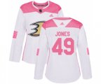Women Anaheim Ducks #49 Max Jones Authentic White Pink Fashion Hockey Jersey