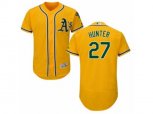 Oakland Athletics #27 Catfish Hunter Gold Flexbase Authentic Collection MLB Jersey