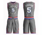 Philadelphia 76ers #5 Amir Johnson Swingman Gray Basketball Suit Jersey - City Edition