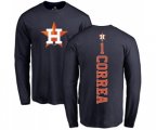 Houston Astros #1 Carlos Correa Navy Blue Backer Long Sleeve T-Shirt