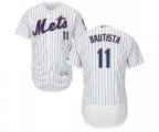 New York Mets #11 Jose Bautista White Home Flex Base Authentic Collection Baseball Jersey