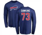 Buffalo Bills #73 Dion Dawkins Royal Blue Name & Number Logo Long Sleeve T-Shirt