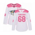 Women Nashville Predators #68 Philip Tomasino Authentic White Pink Fashion Hockey Jersey