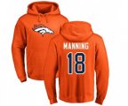 Denver Broncos #18 Peyton Manning Orange Name & Number Logo Pullover Hoodie