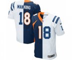 Indianapolis Colts #18 Peyton Manning Elite White Navy Blue Split Fashion Football Jersey