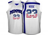 2016 US Flag Fashion Memphis Tigers Derrick Rose #23 College Basketball Throwback Jersey - White