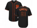 San Francisco Giants #21 Deion Sanders Authentic Black Team Logo Fashion Cool Base MLB Jersey