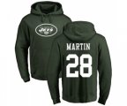 New York Jets #28 Curtis Martin Green Name & Number Logo Pullover Hoodie