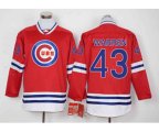 Men Chicago Cubs #43 Warren Red Long Sleeve Stitched Baseball Jersey