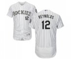 Colorado Rockies #12 Mark Reynolds White Home Flex Base Authentic Collection Baseball Jersey