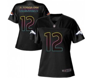 Women\'s Denver Broncos #12 Brendan Langley Game Black Fashion Football Jersey