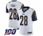 Los Angeles Rams #28 Marshall Faulk White Vapor Untouchable Limited Player 100th Season Football Jersey