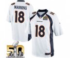 Denver Broncos #18 Peyton Manning Limited White Super Bowl 50 Bound Football Jersey