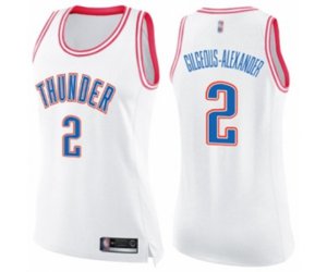Women\'s Oklahoma City Thunder #2 Shai Gilgeous-Alexander Swingman White Pink Fashion Basketball Jersey