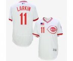 Cincinnati Reds #11 Barry Larkin White Flexbase Authentic Collection Cooperstown Baseball Jersey