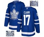 Toronto Maple Leafs #17 Wendel Clark Authentic Royal Blue Fashion Gold NHL Jersey