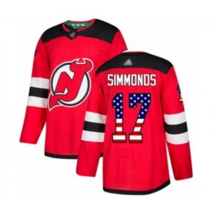 New Jersey Devils #17 Wayne Simmonds Authentic Red USA Flag Fashion Hockey Jersey