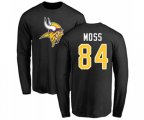 Minnesota Vikings #84 Randy Moss Black Name & Number Logo Long Sleeve T-Shirt
