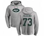New York Jets #73 Joe Klecko Ash Name & Number Logo Pullover Hoodie