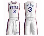 Philadelphia 76ers #3 Allen Iverson Swingman White Basketball Suit Jersey - Association Edition