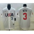 USA Baseball #3 Mookie Betts Number 2023 White World Baseball Classic Replica Stitched Jerseys