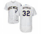 Milwaukee Brewers #32 Jeremy Jeffress White Home Flex Base Authentic Collection MLB Jersey