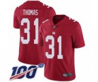 New York Giants #31 Michael Thomas Red Limited Red Inverted Legend 100th Season Football Jersey