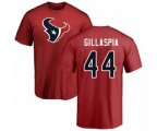 Houston Texans #44 Cullen Gillaspia Red Name & Number Logo T-Shirt