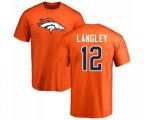Denver Broncos #12 Brendan Langley Orange Name & Number Logo T-Shirt