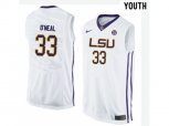 Youth LSU Tigers Shaquille O'Neal #33 College Basketball Elite Jersey - White
