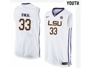 Youth LSU Tigers Shaquille O\'Neal #33 College Basketball Elite Jersey - White