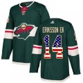 Minnesota Wild #14 Joel Eriksson Ek Authentic Green USA Flag Fashion NHL Jersey