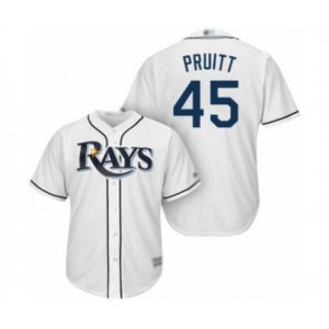 Tampa Bay Rays #45 Austin Pruitt Authentic White Home Cool Base Baseball Player Jersey