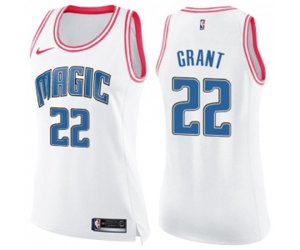 Women\'s Orlando Magic #22 Jerian Grant Swingman White Pink Fashion Basketball Jersey