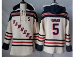 New York Rangers #5 Dan Girardi Cream Sawyer Hooded Sweatshirt Stitched NHL Jersey
