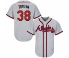 Atlanta Braves #38 Josh Tomlin Replica Grey Road Cool Base Baseball Jersey