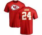 Kansas City Chiefs #24 Jordan Lucas Red Name & Number Logo T-Shirt