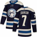 Columbus Blue Jackets #7 Jack Johnson Authentic Navy Blue Alternate NHL Jersey