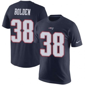 New England Patriots #38 Brandon Bolden Navy Blue Rush Pride Name & Number T-Shirt