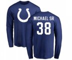 Indianapolis Colts #38 Christine Michael Sr Royal Blue Name & Number Logo Long Sleeve T-Shirt