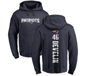 New England Patriots #46 James Develin Navy Blue Backer Pullover Hoodie