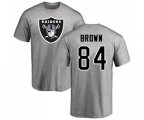 Oakland Raiders #84 Antonio Brown Ash Name & Number Logo T-Shirt