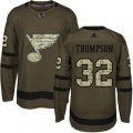 St. Louis Blues #32 Tage Thompson Premier Green Salute to Service NHL Jersey