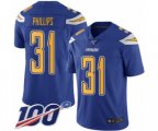 Los Angeles Chargers #31 Adrian Phillips Limited Electric Blue Rush Vapor Untouchable 100th Season Football Jersey