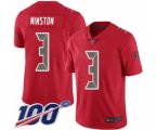 Tampa Bay Buccaneers #3 Jameis Winston Limited Red Rush Vapor Untouchable 100th Season Football Jersey