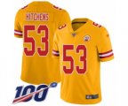 Kansas City Chiefs #53 Anthony Hitchens Limited Gold Inverted Legend 100th Season Football Jersey