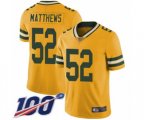 Green Bay Packers #52 Clay Matthews Limited Gold Rush Vapor Untouchable 100th Season Football Jersey