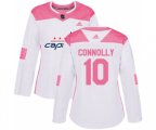 Women Washington Capitals #10 Brett Connolly Authentic White Pink Fashion NHL Jersey