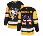 Adidas Pittsburgh Penguins #34 Tom Kuhnhackl Authentic Black USA Flag Fashion NHL Jersey